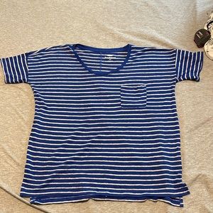 Old Navy boyfriend, blue and white striped shirt